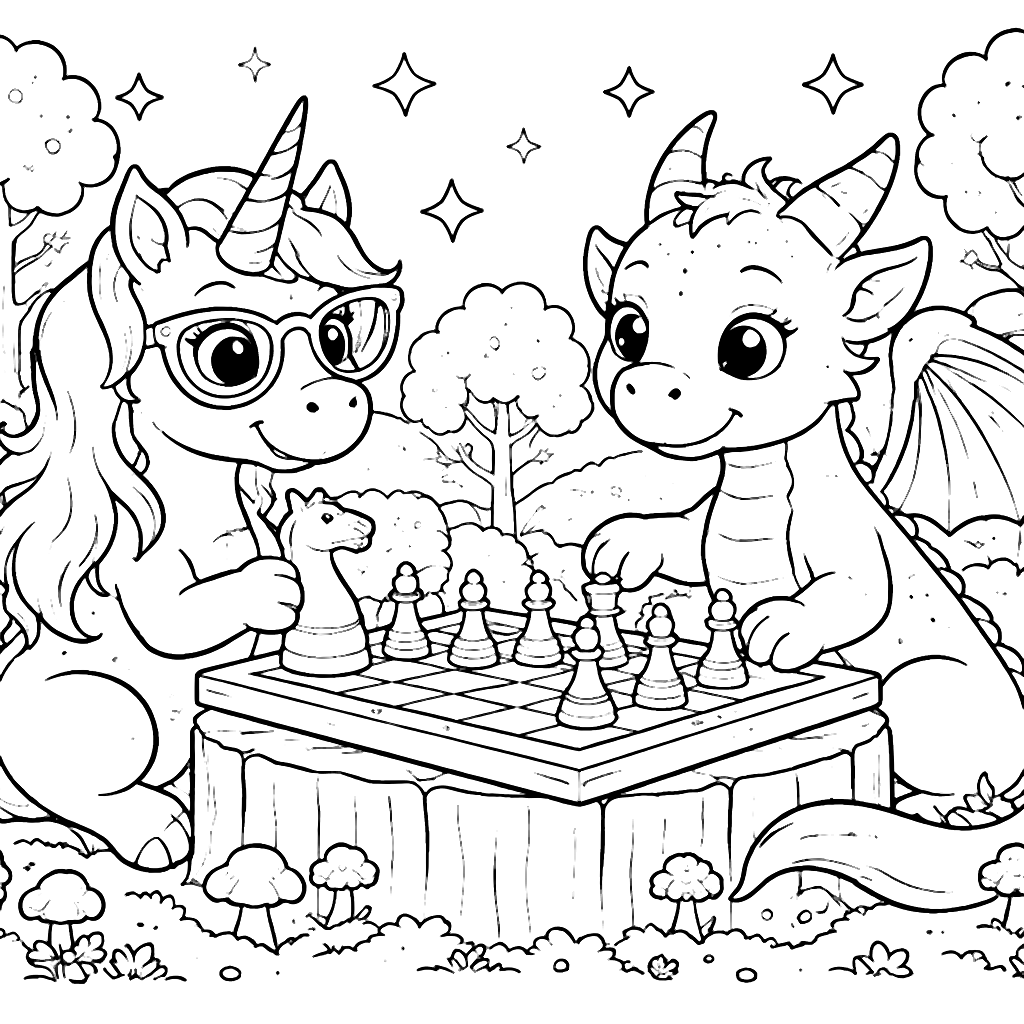Licorne avec des lunettes surdimensionnées à colorier – coloriage à imprimer