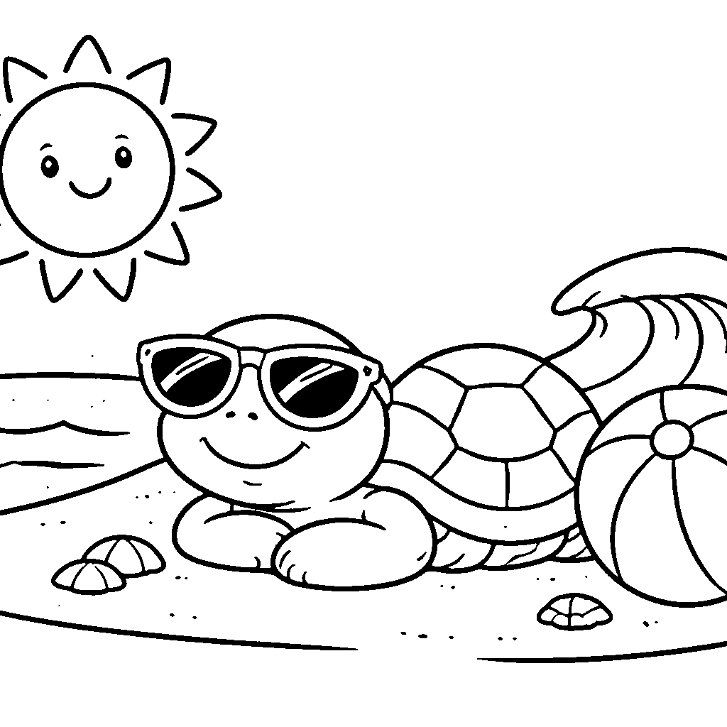 Tortue Heureuse à la Plage