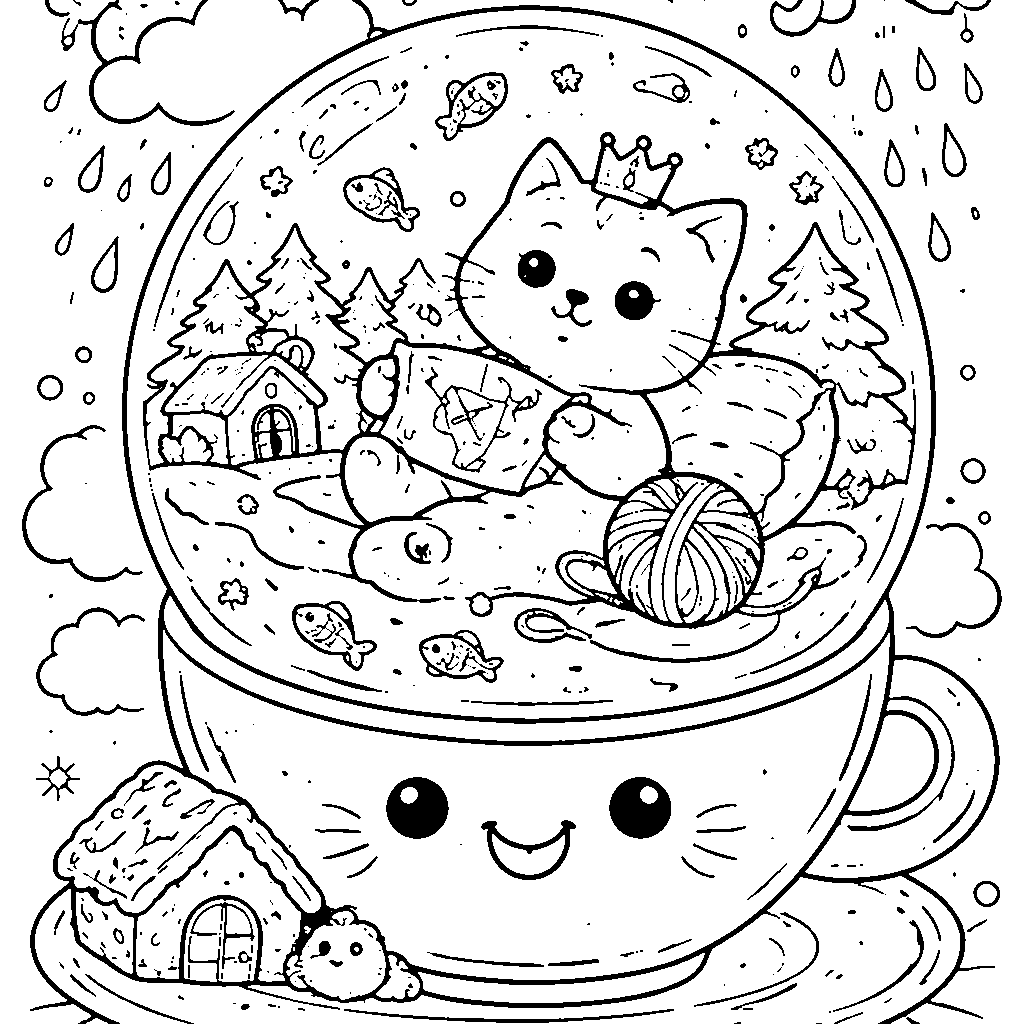 Un chat royal en pleine sieste – coloriage à imprimer
