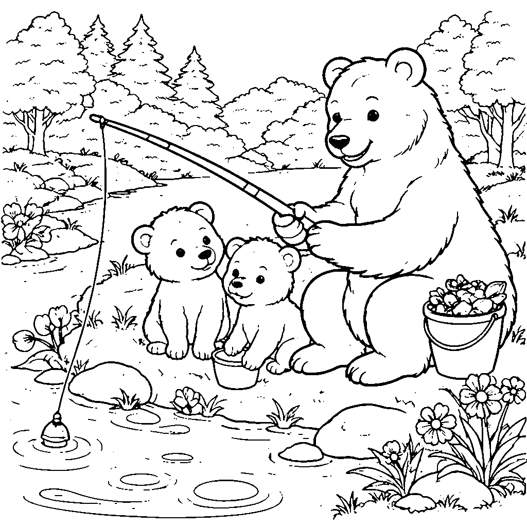 Un papa animal amusant enseigne à ses enfants