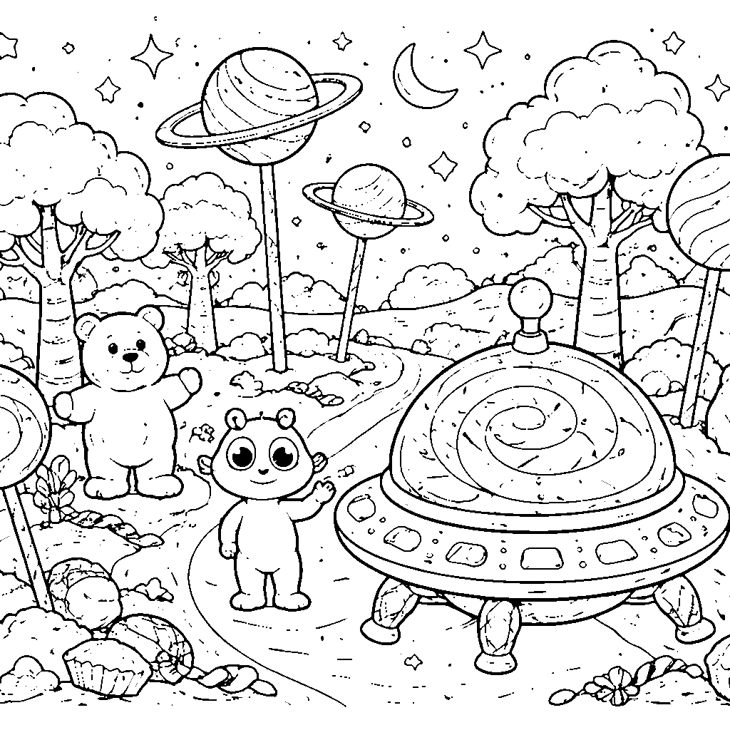 एक जिज्ञासु छोटे एलियन का जादुई कैंडी ग्रह की खोज