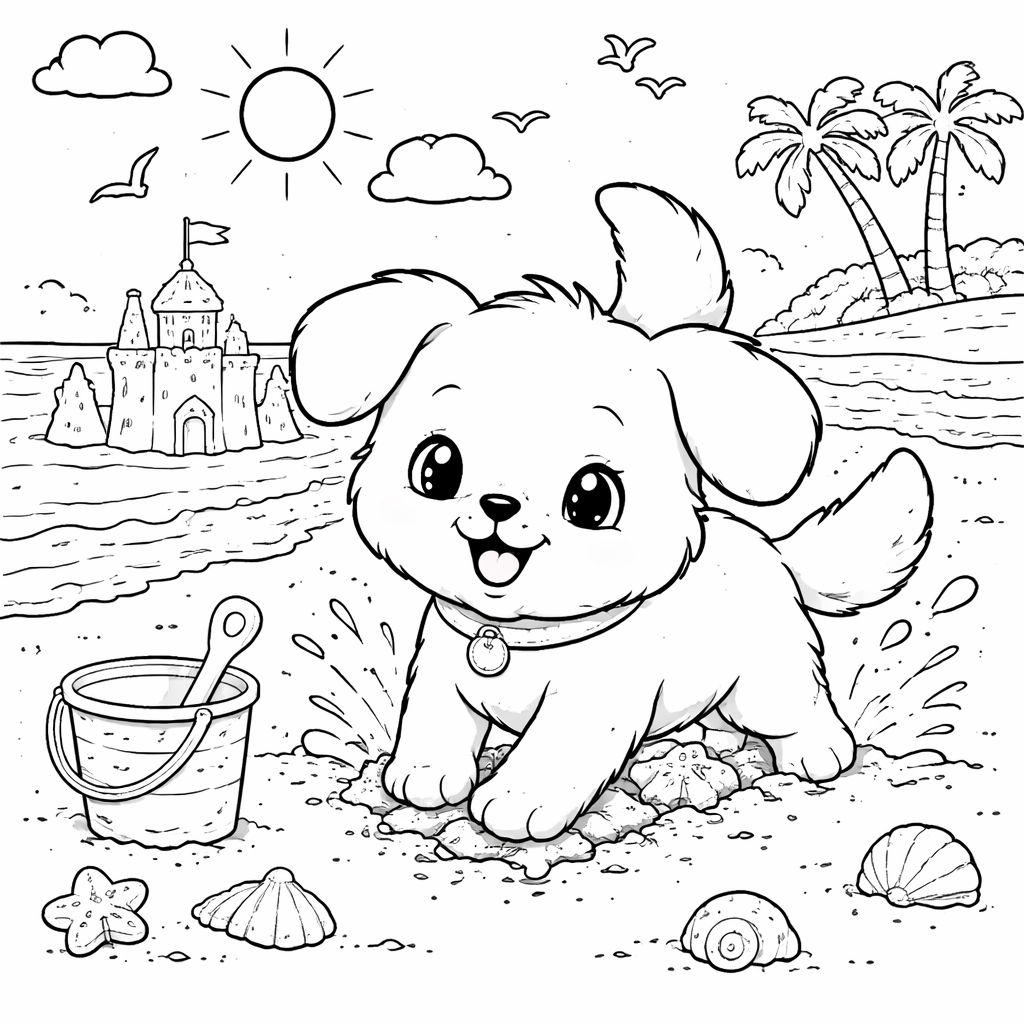 Anjing Bahagia di Pantai