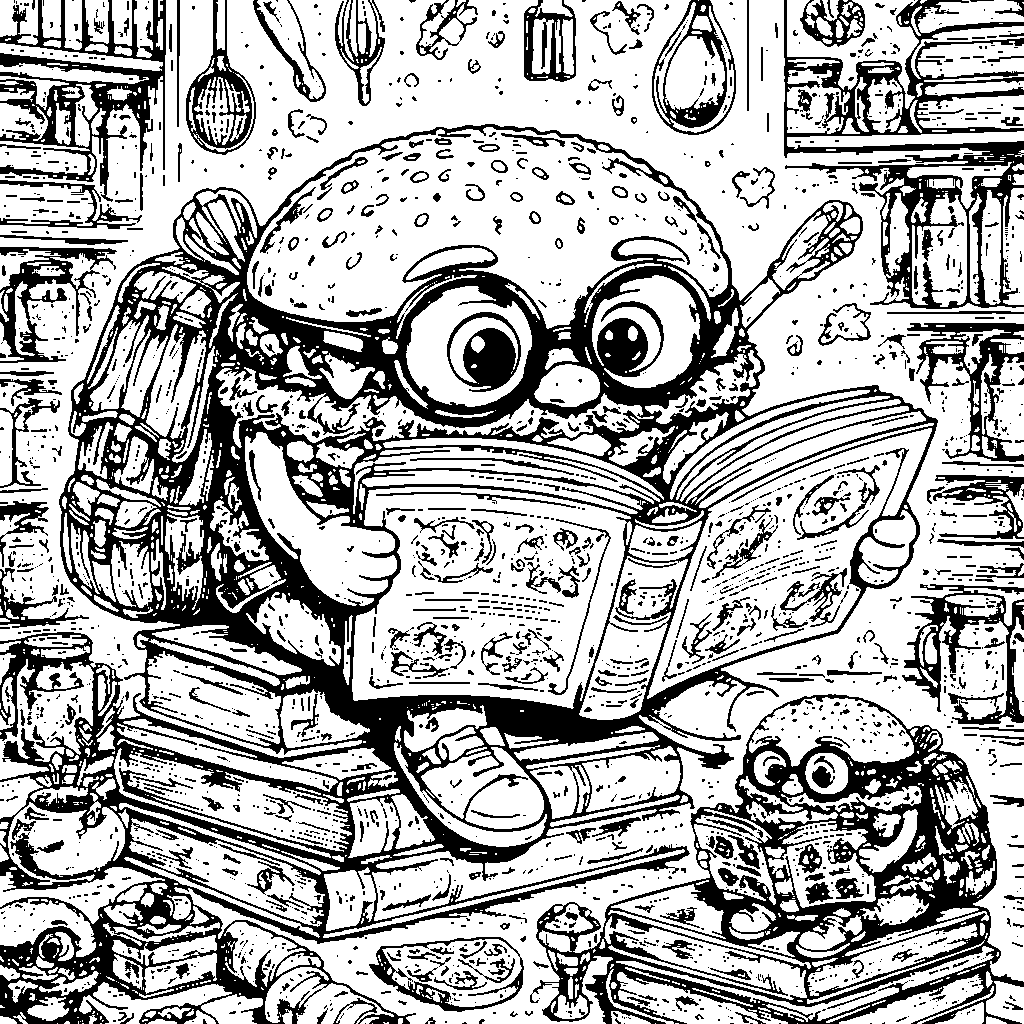 Burger Fantasi – gambar mewarnai cetak