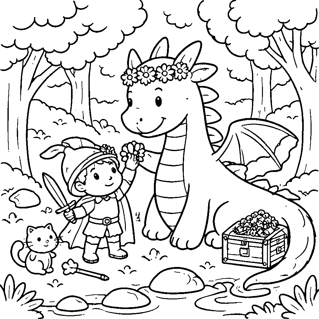 Kesatria Kecil yang Berani – gambar mewarnai cetak