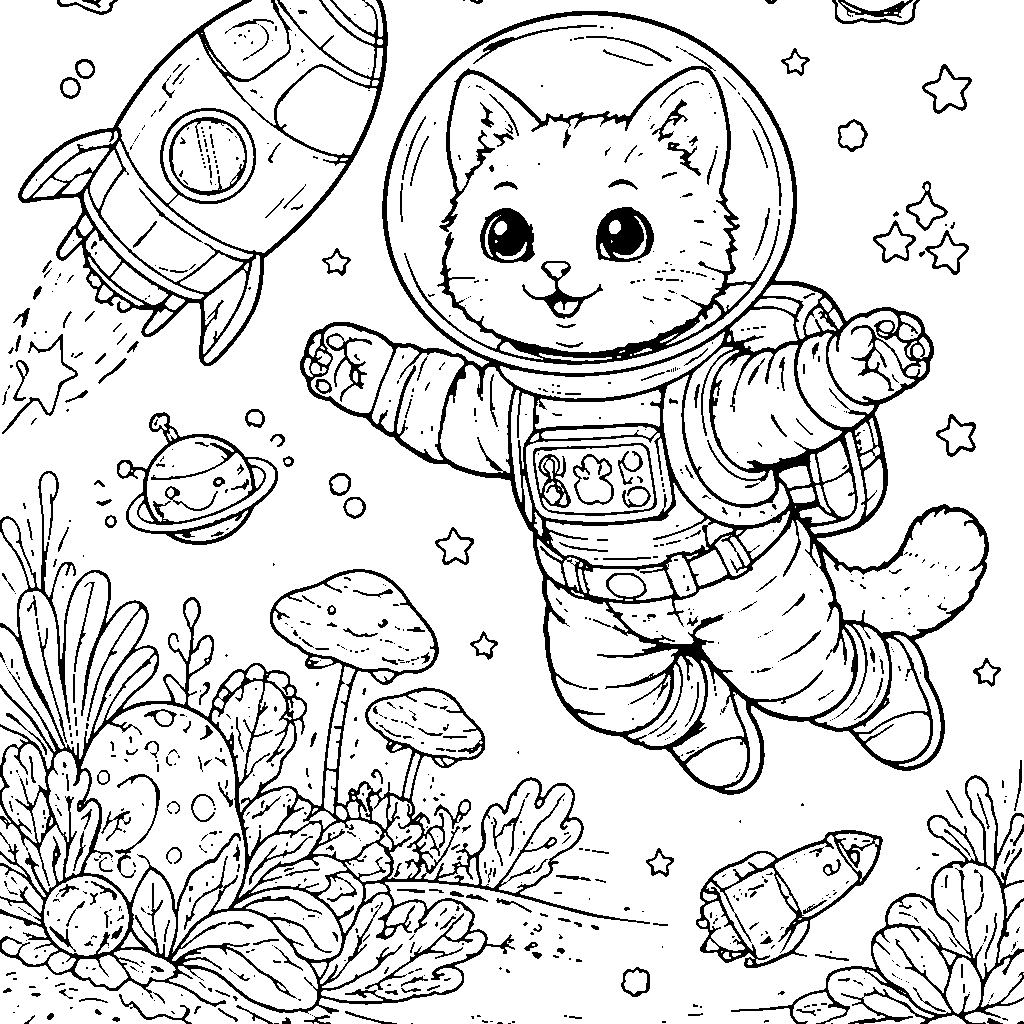 Gatto astronauta in esplorazione