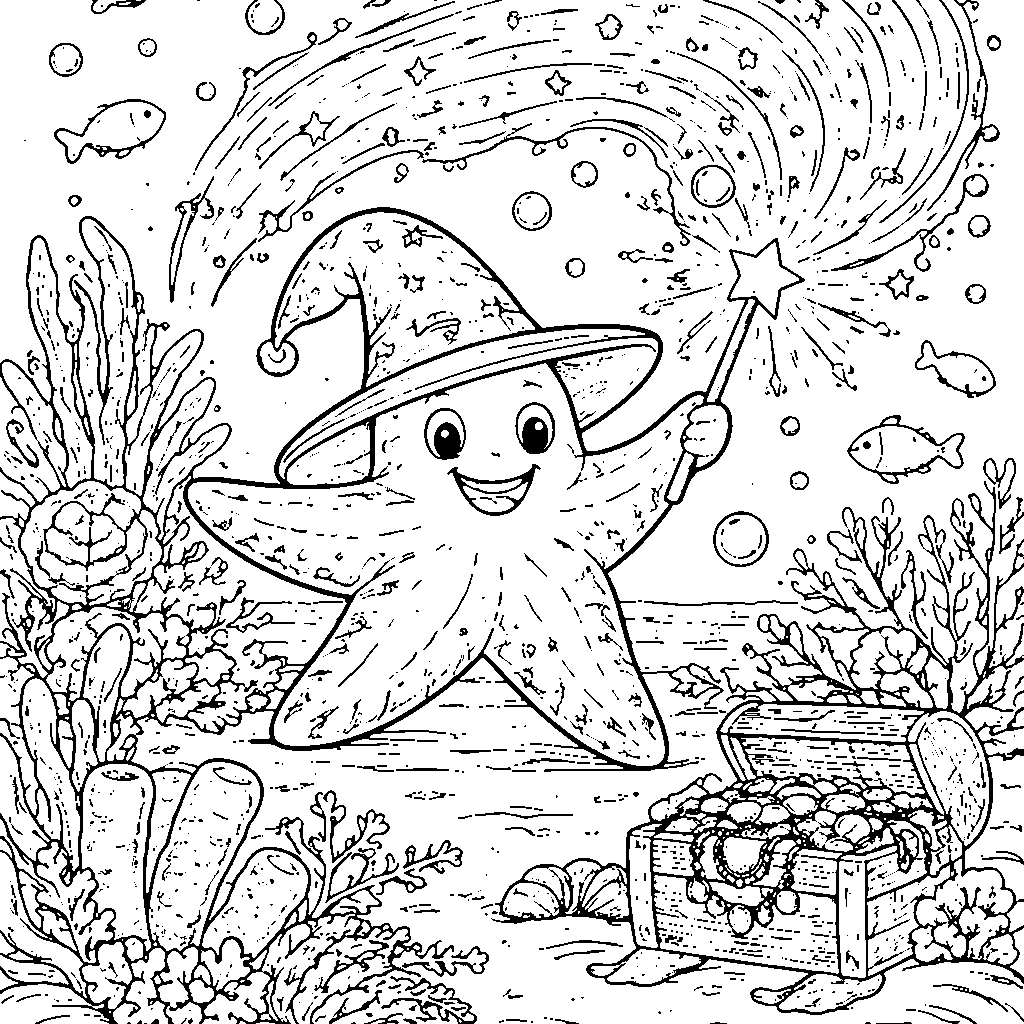 Pagina da Colorare: Stella Marina Magica