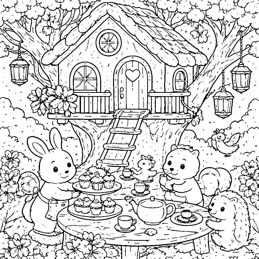 Colora il tuo magico rifugio: La Casa sull'Albero – disegno da colorare e stampare