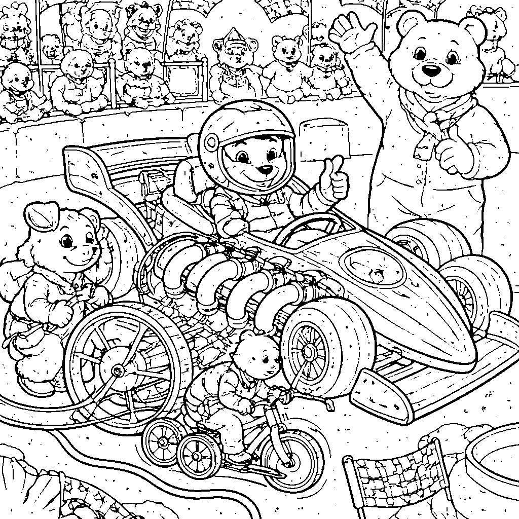 Pagina da colorare di un pilota di auto da corsa veloce