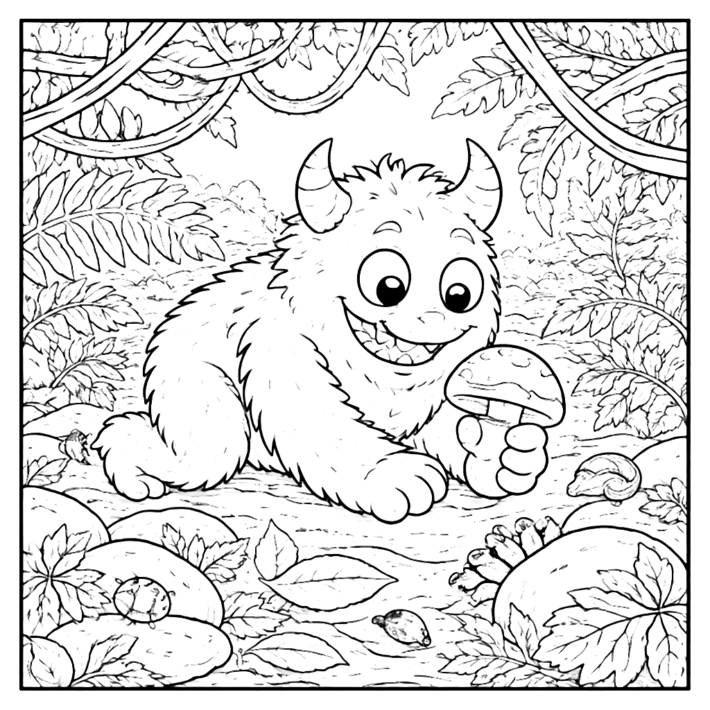 Colora i Mostri nel Folto della Foresta – disegno da colorare e stampare