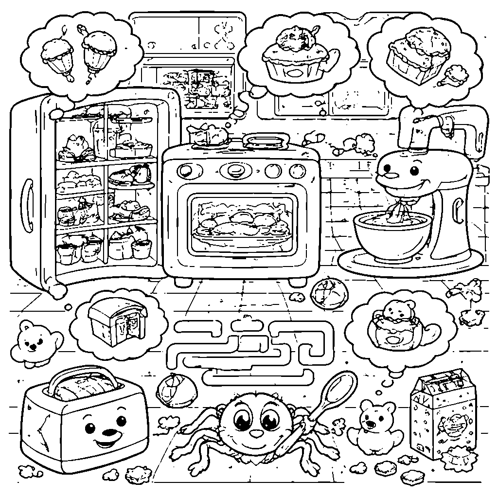 Cucina Fantastica da Colorare – disegno da colorare e stampare