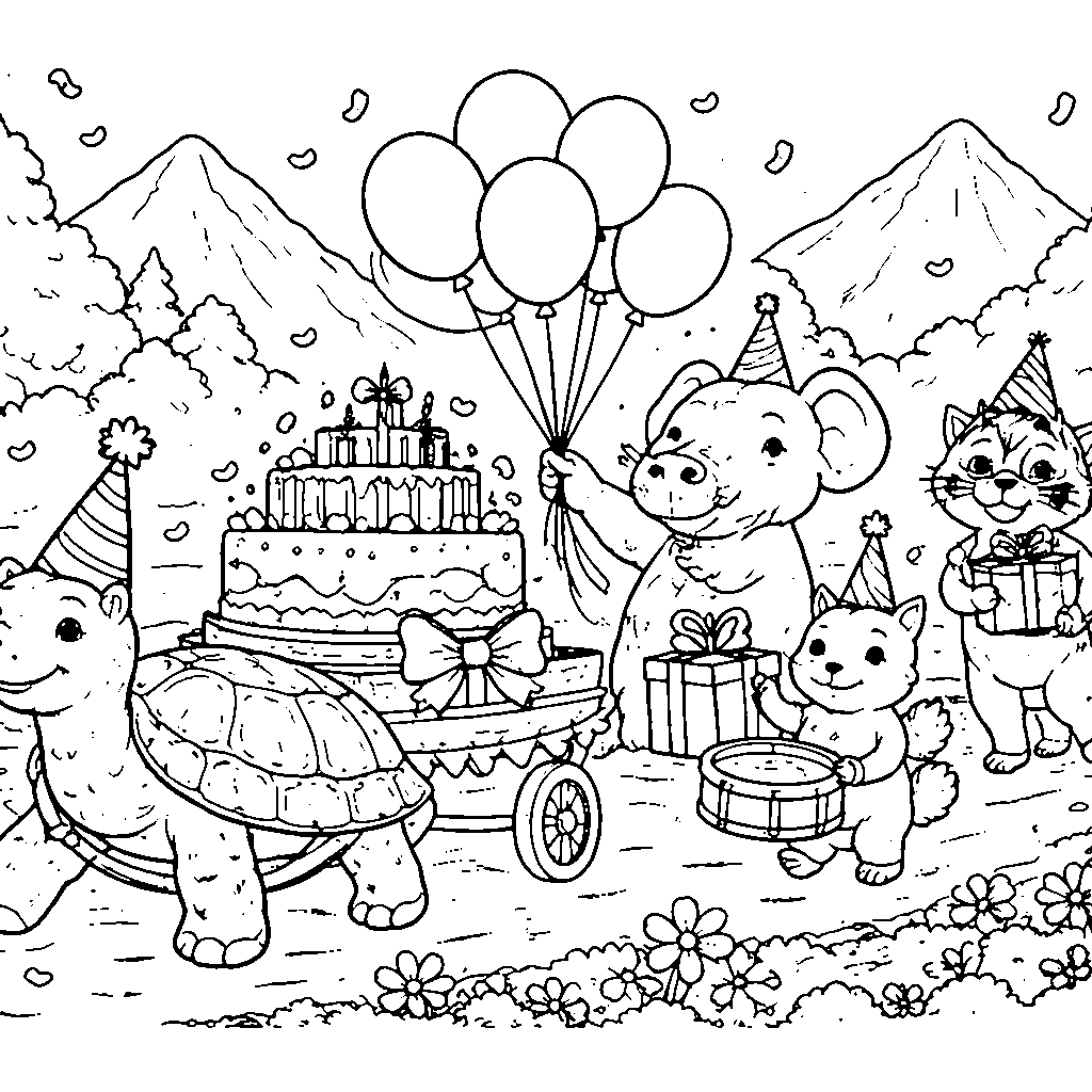 Sfilata di Compleanno Gioiosa con Animali in Costume