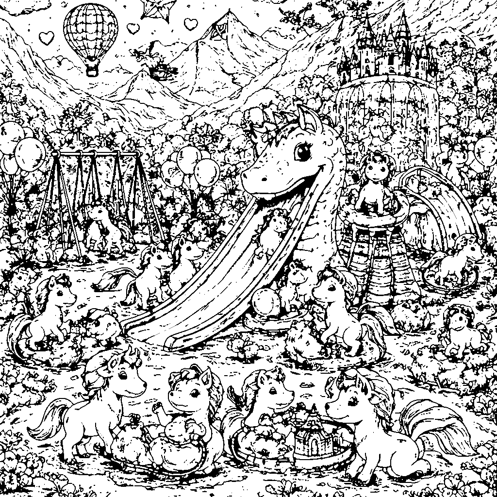 Pagina da Colorare del Parco dei Unicorn