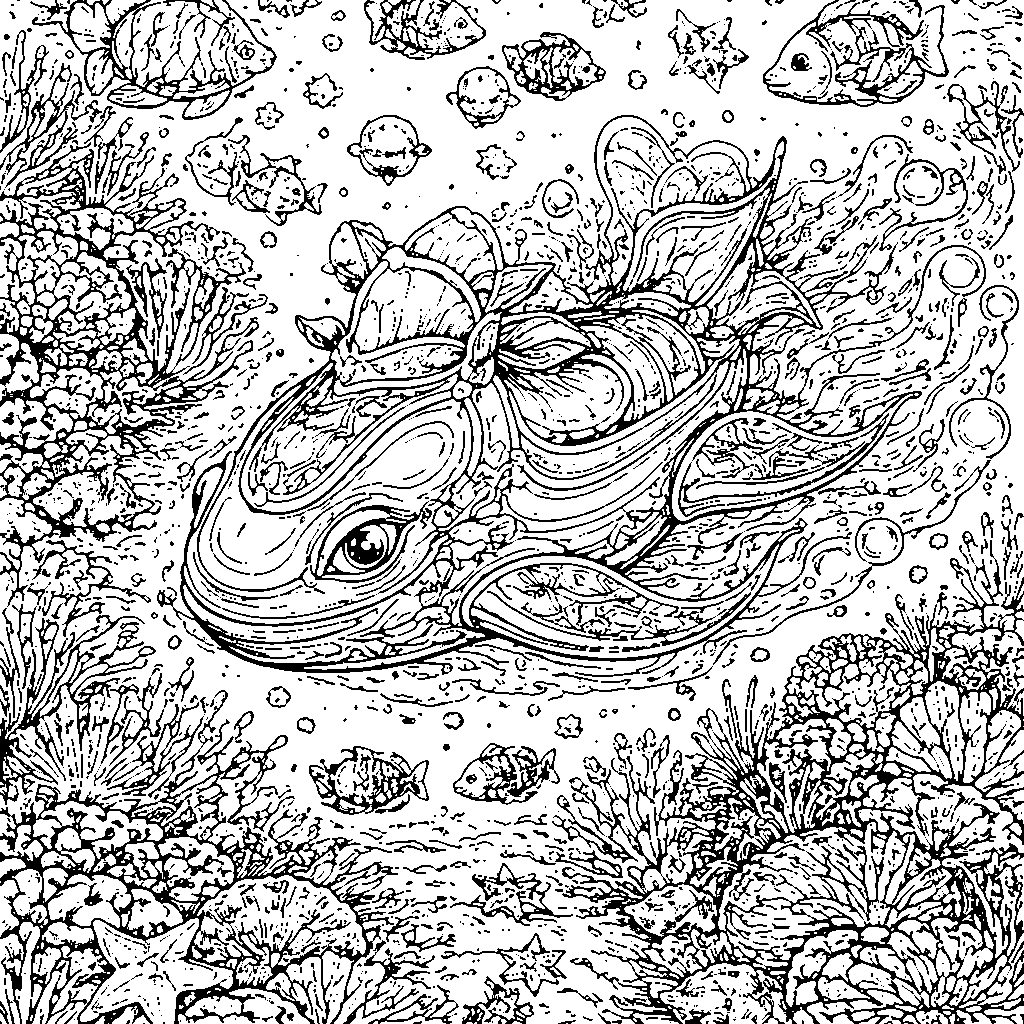 魔法の水中スクーターの塗り絵ページ – 塗り絵 プリント