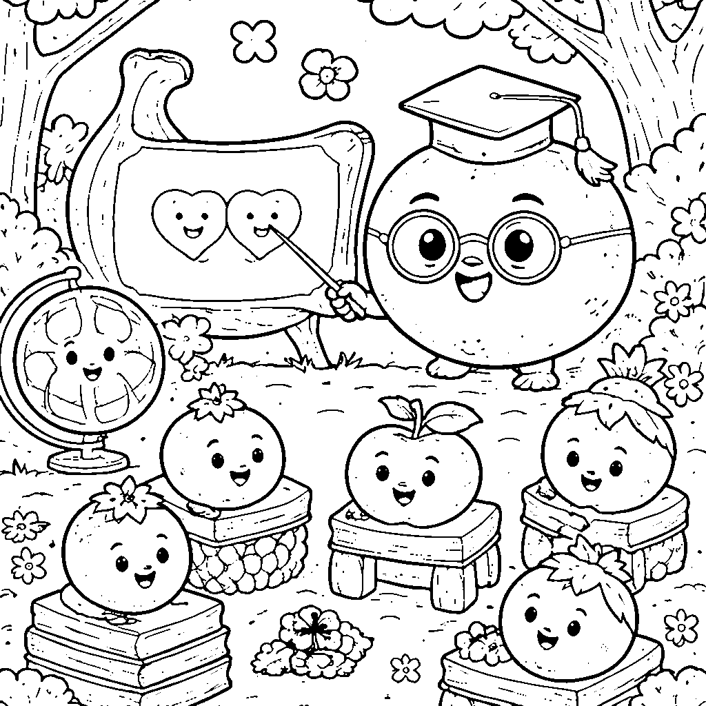 知恵のあるオレンジの塗り絵