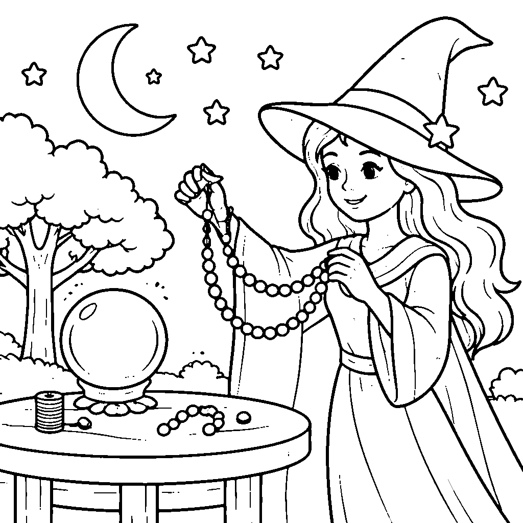 ビーズを持つ魔女