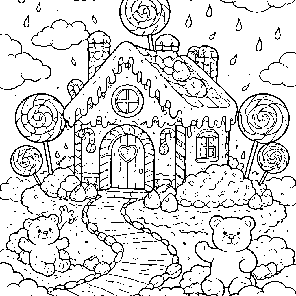 キャンディの家の塗り絵