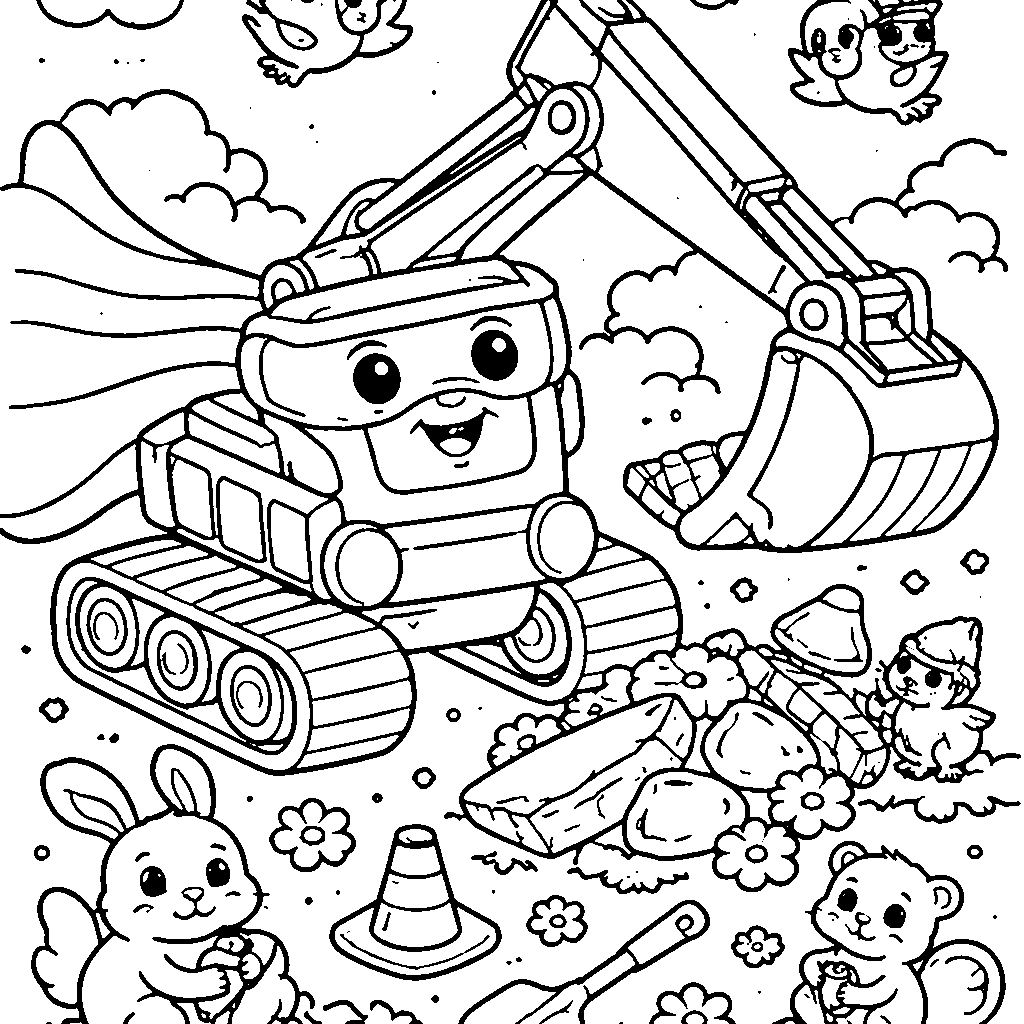 エクスカベーター・スーパーヒーローの塗り絵