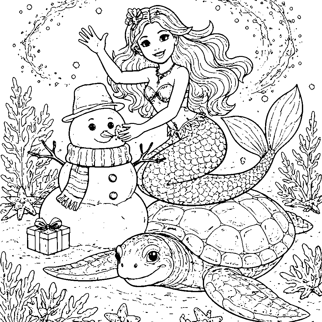 魔法の妖精の粉をまとった人魚の塗り絵