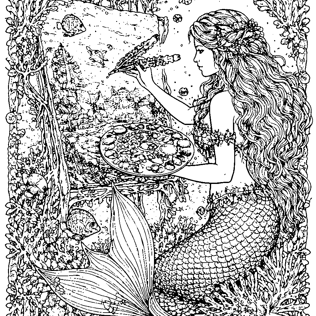 人魚と水中アート