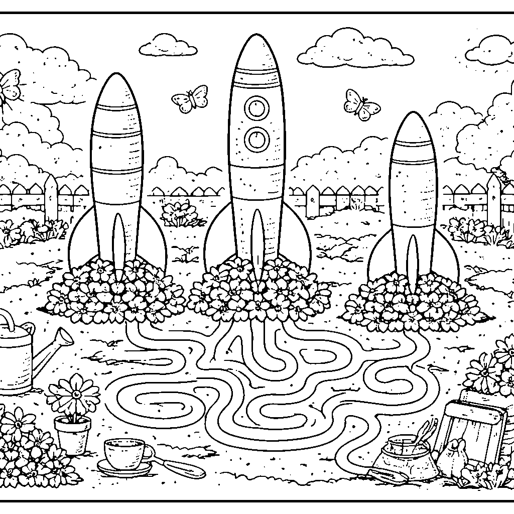 ロケットガーデンの塗り絵