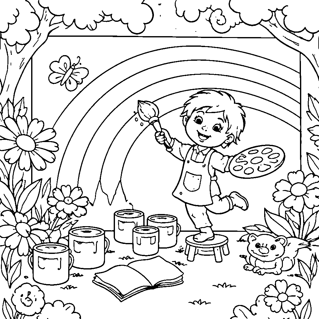 想像力豊かな若きアーティスト – 塗り絵 プリント