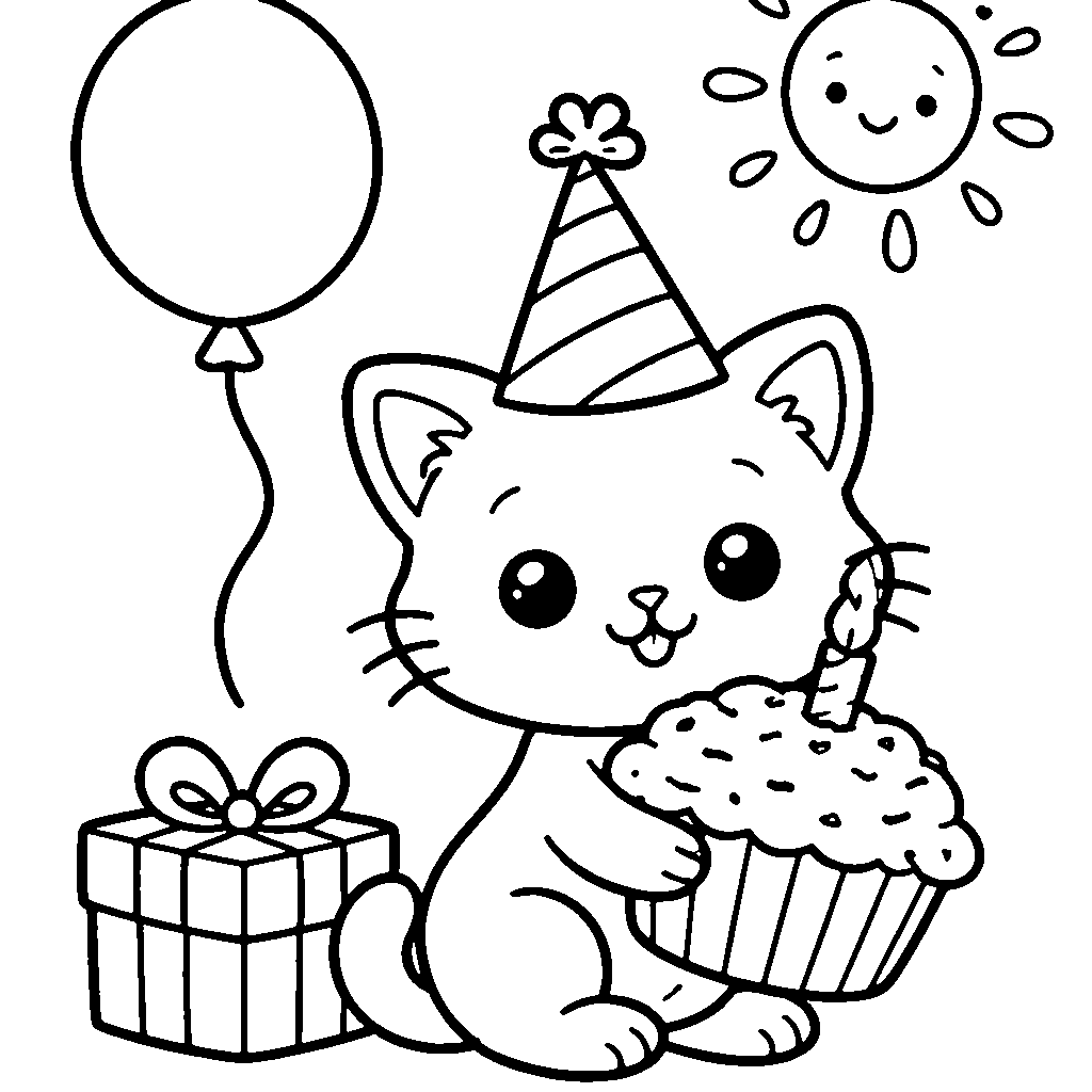 생일 파티에서의 아기 고양이