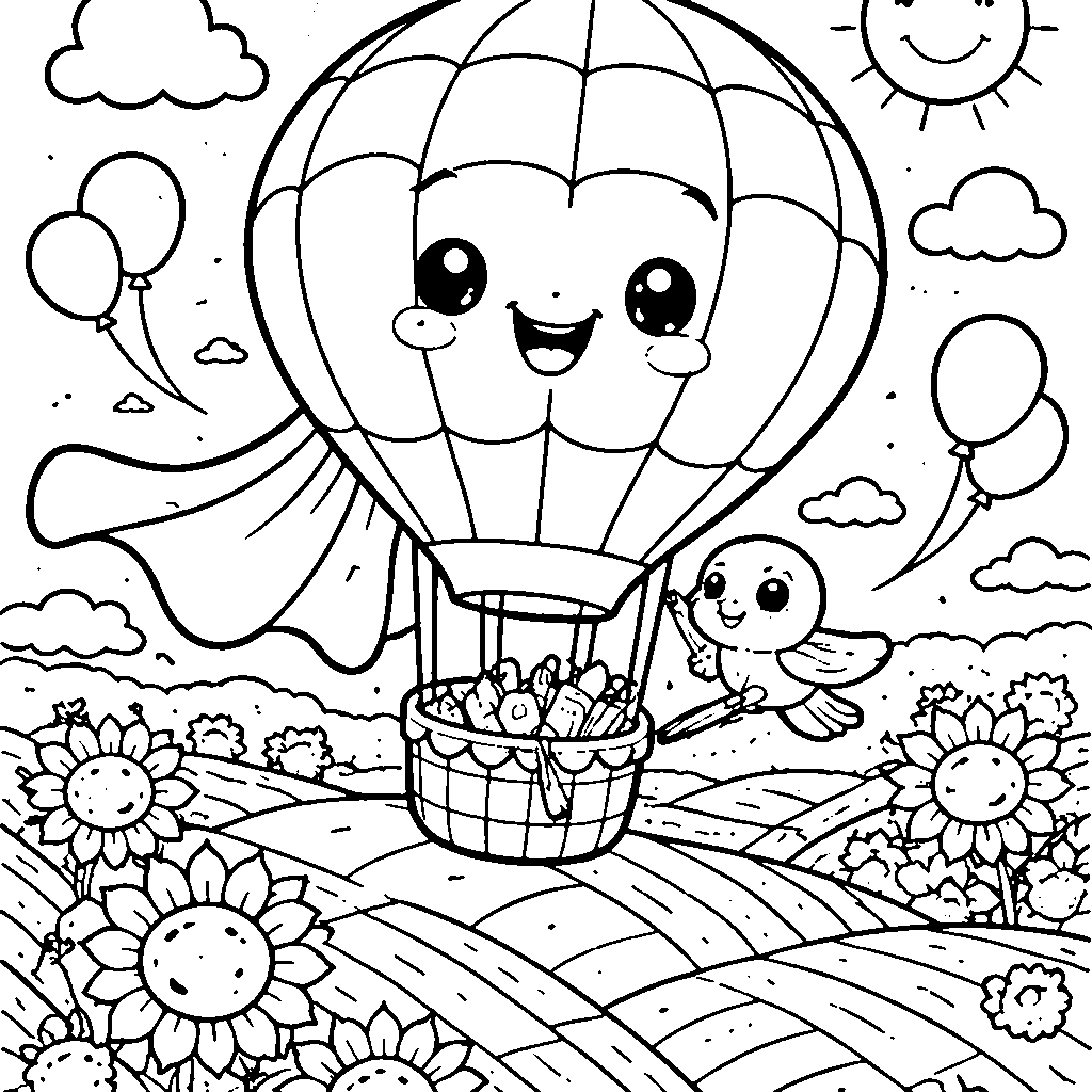 Betoverende Kleurplaat van een Luchtballon – kleurplaat om af te drukken