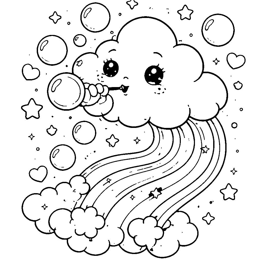 Een nieuwsgierige kleine wolk – kleurplaat om af te drukken