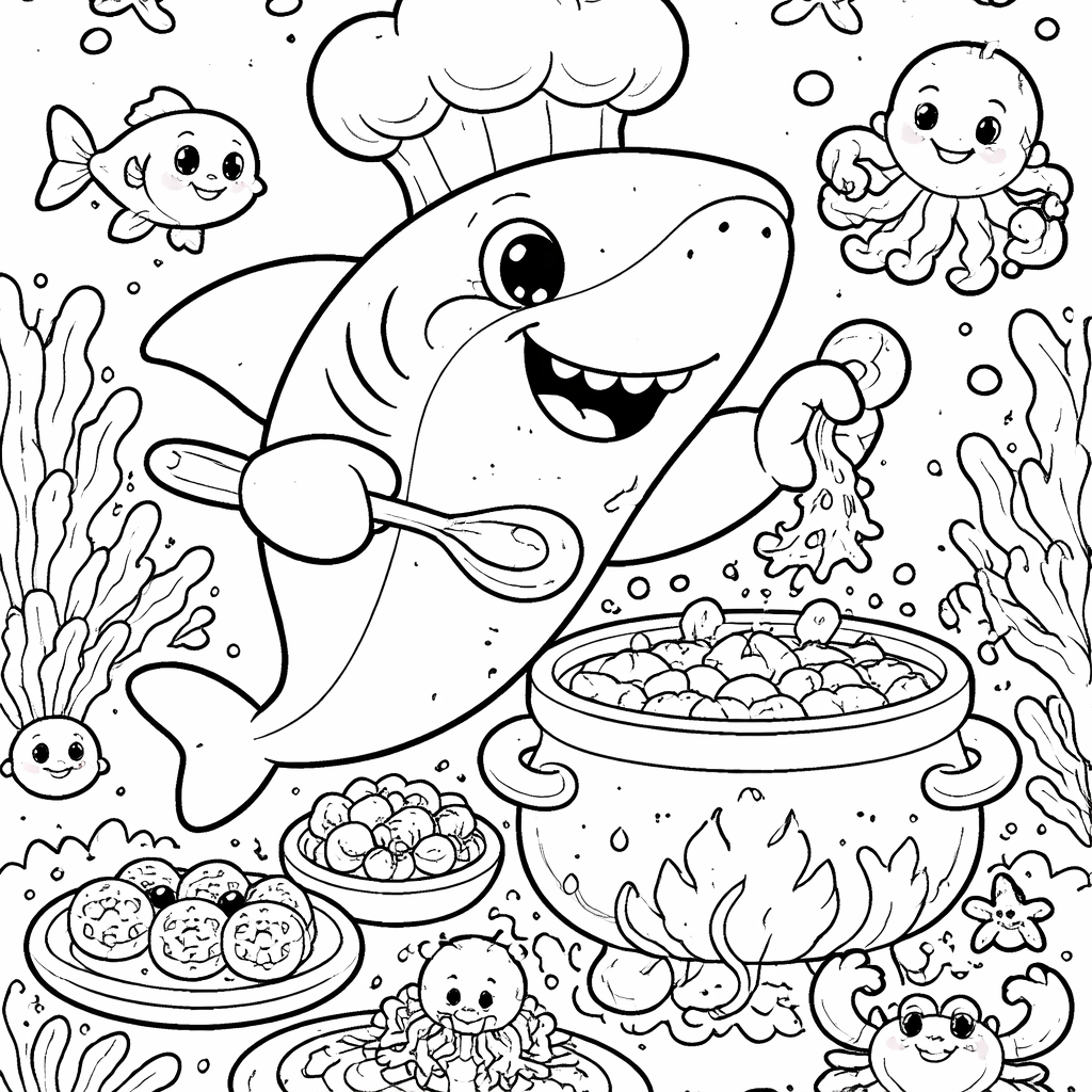 Shark Chef Kleurplaat