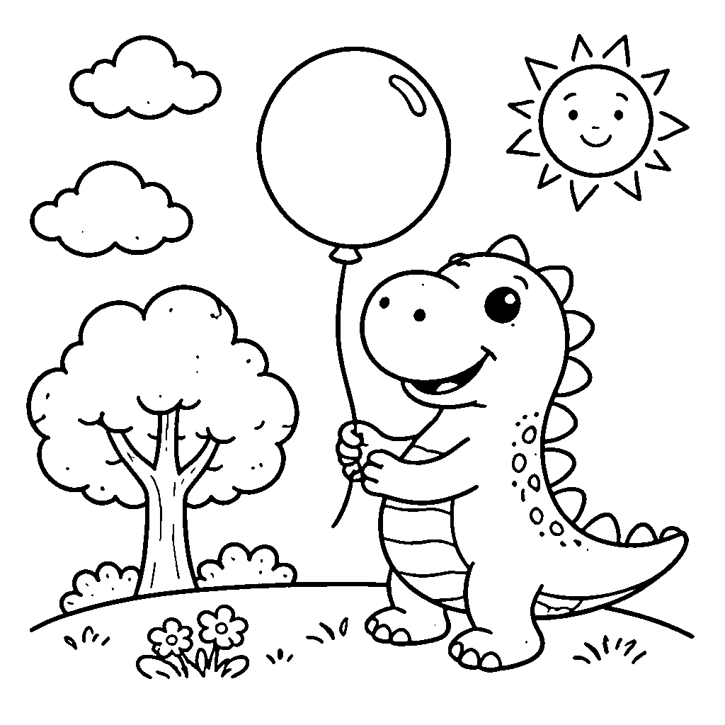 Dino med en ballong