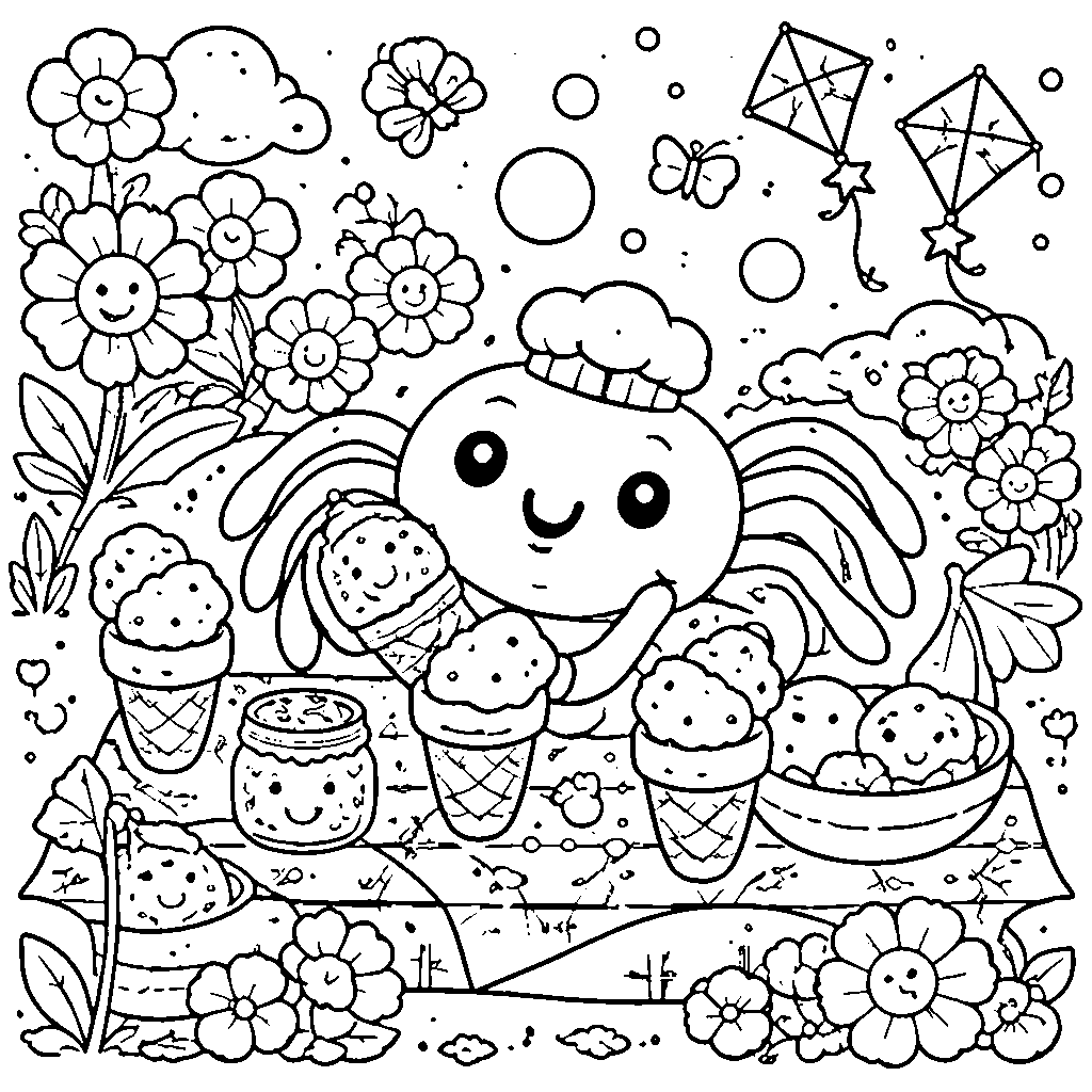 En vennlig edderkopp lager iskremkuler