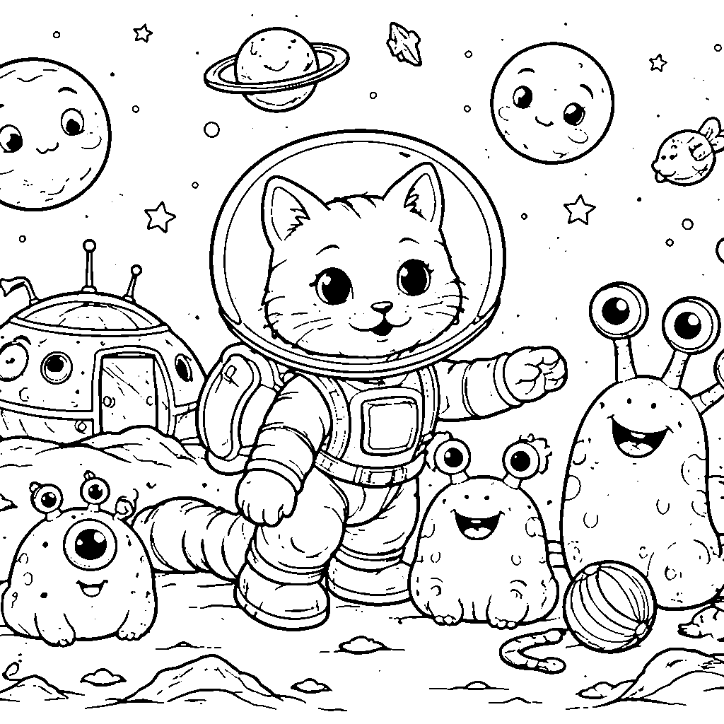 Katt astronaut som utforsker verdensrommet