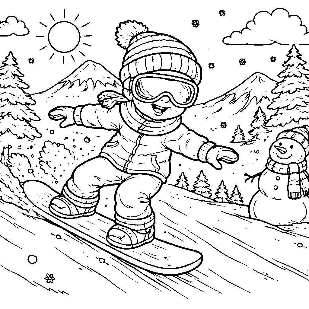 Młody snowboardzista na stoku