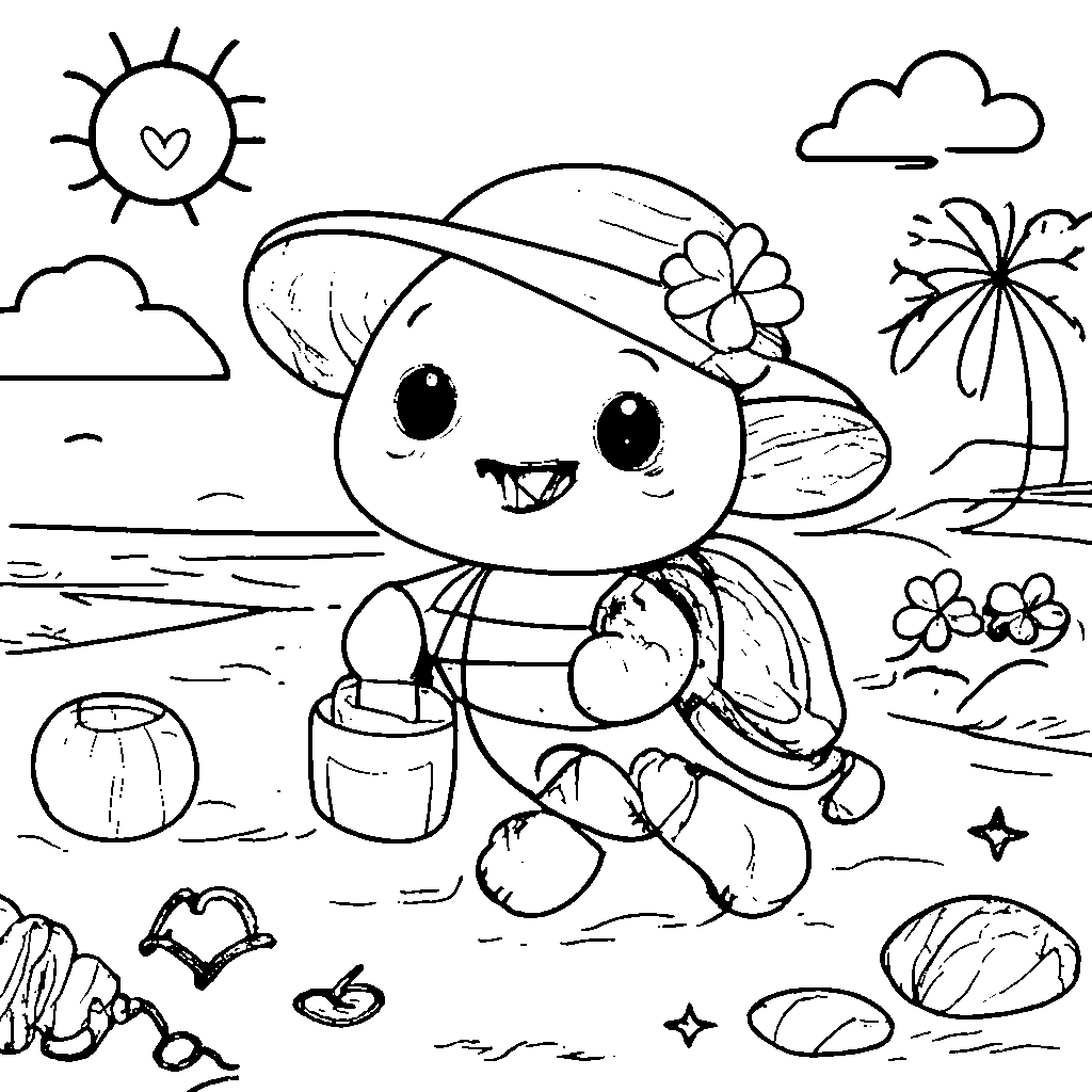 Zabawna żółw na plaży