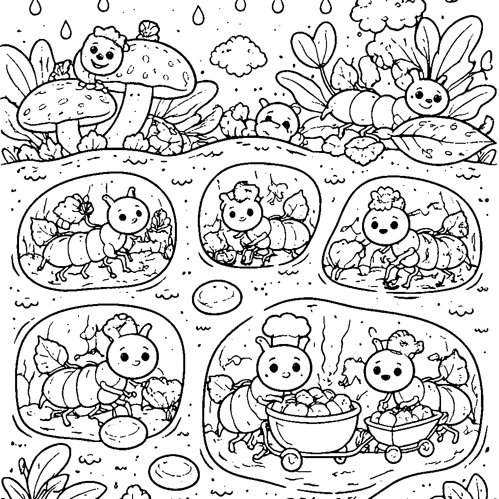 Páginas de Colorir da Colônia de Formigas – desenho para colorir e imprimir