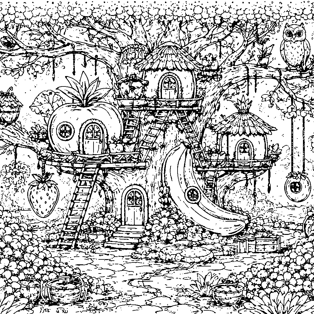 Página de Colorir da Casinha na Árvore – desenho para colorir e imprimir