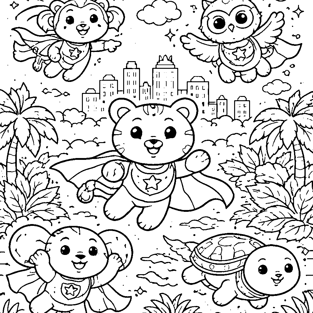 Páginas para Colorir do Animal Super Squad