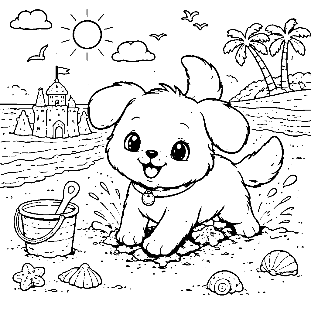 Cachorrinho Feliz na Praia