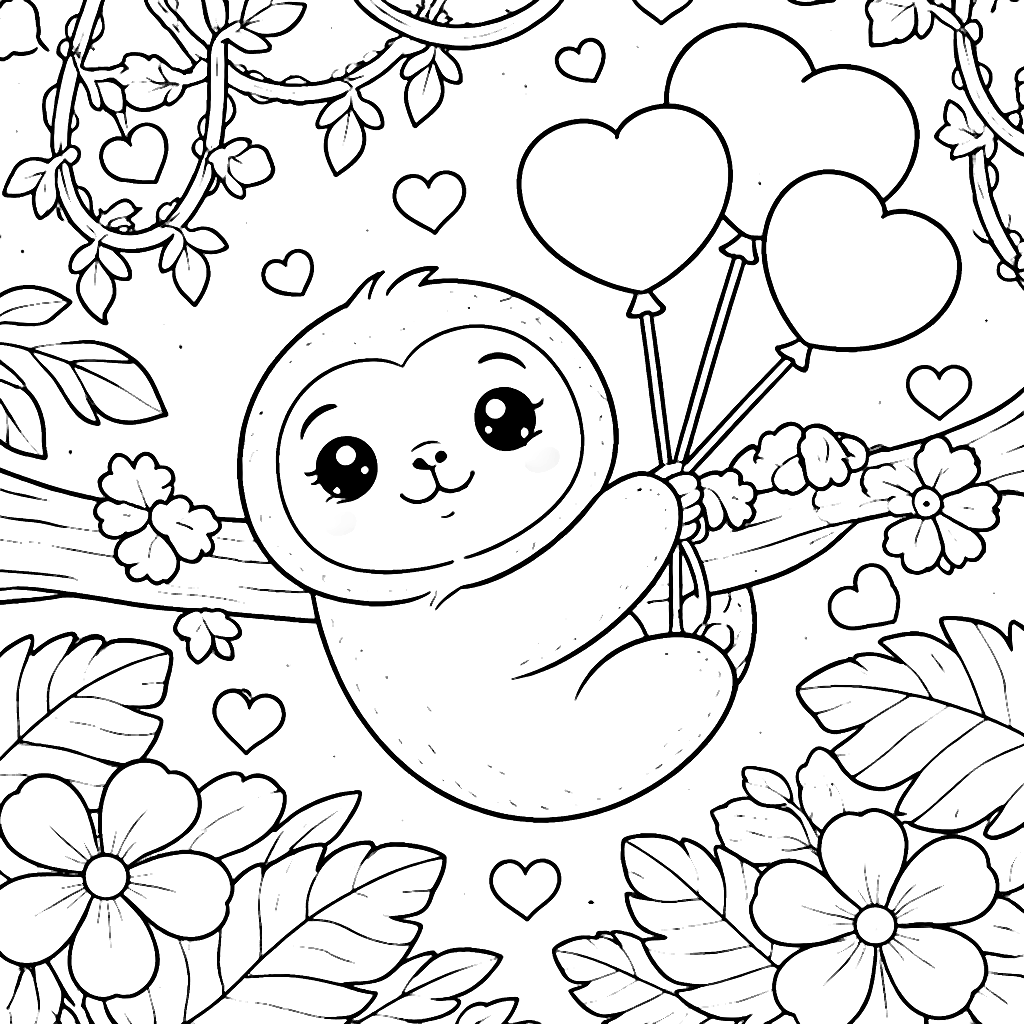 Colorir Preguiça em uma Selva Vibrante – desenho para colorir e imprimir