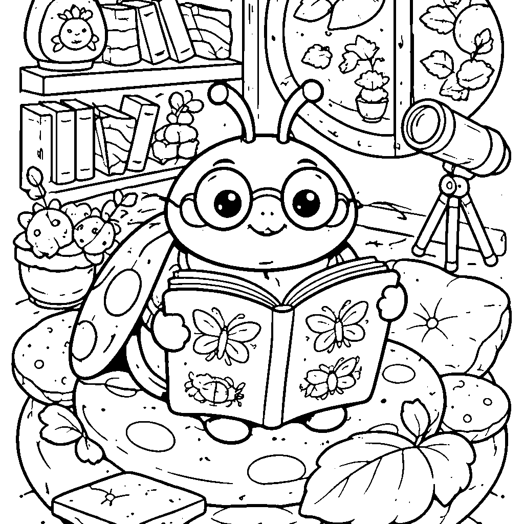 Joaninha Sábia Lendo um Livro