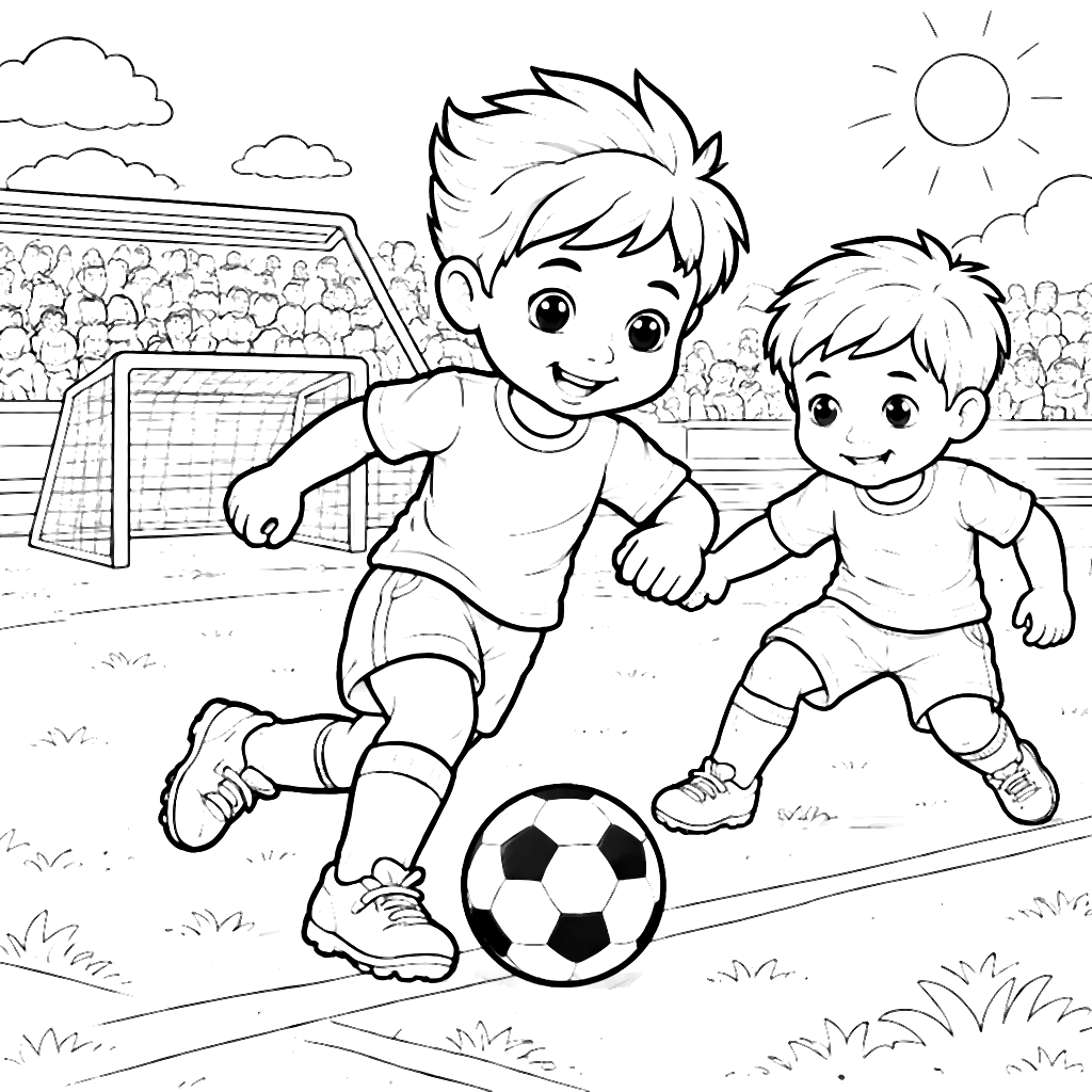 Páginas para Colorir: Jogador de Futebol em Ação – desenho para colorir e imprimir