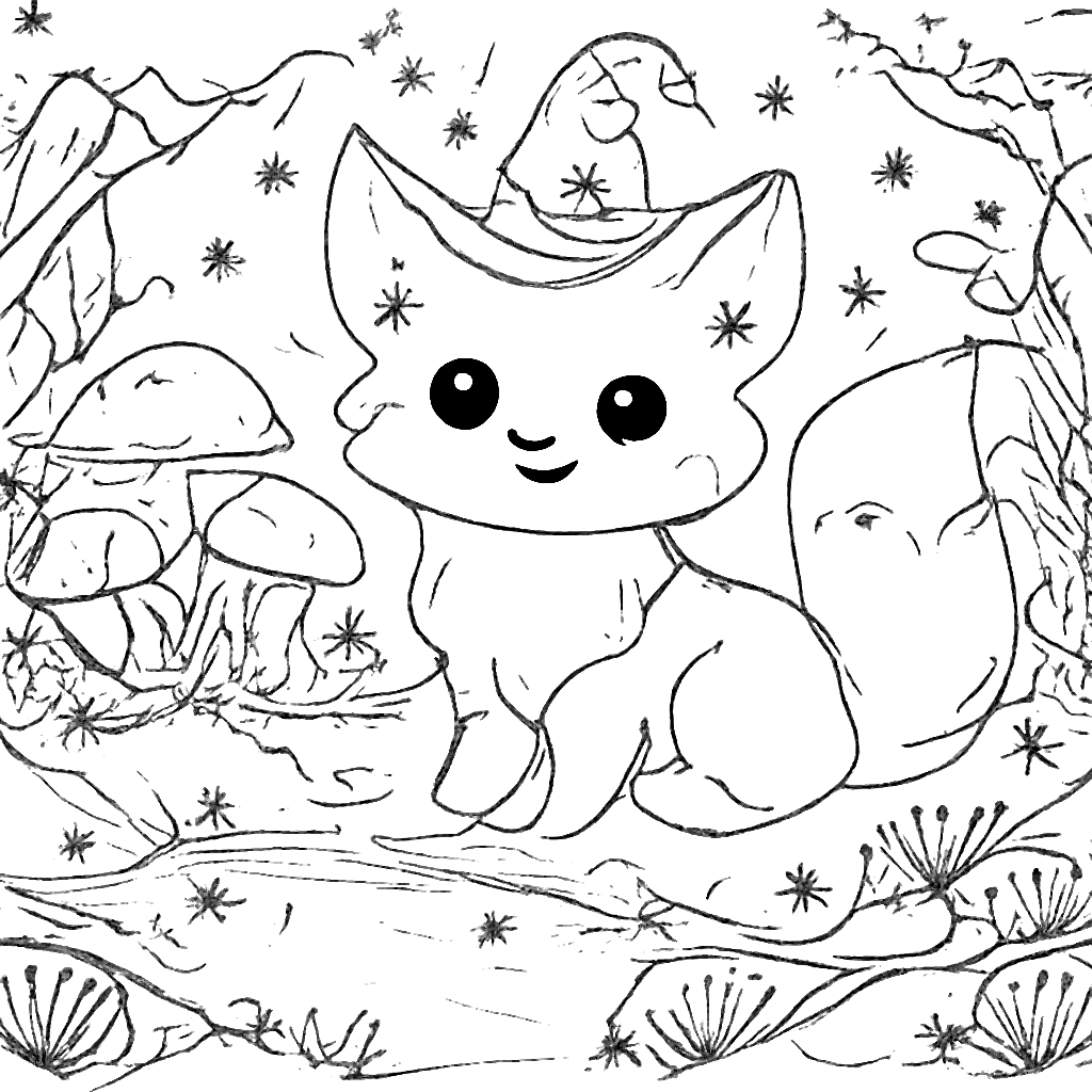 Páginas para Colorir: Uma Raposa Amigável na Floresta – desenho para colorir e imprimir