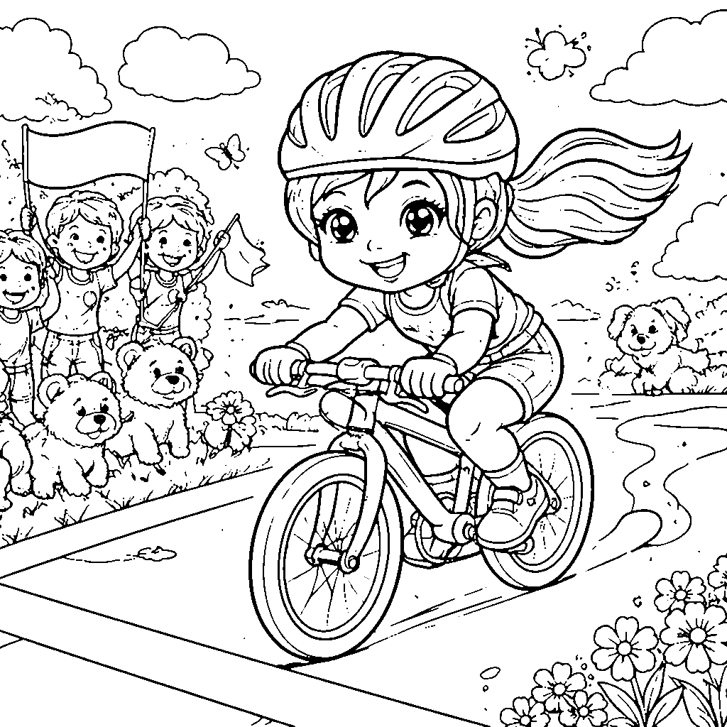 Pequeno ciclista em corrida