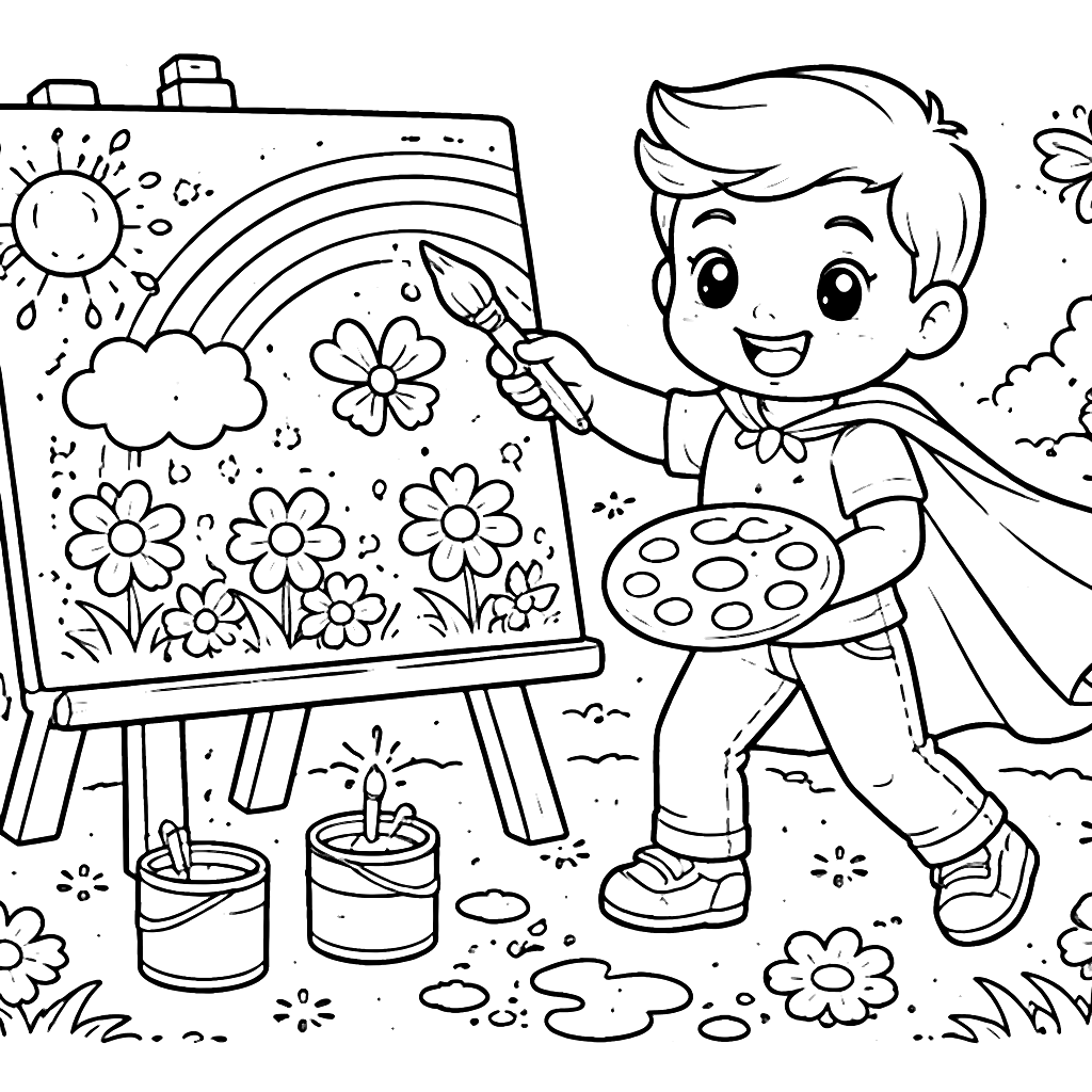 Pintura do Dia dos Pais: Papai Super-Herói – desenho para colorir e imprimir