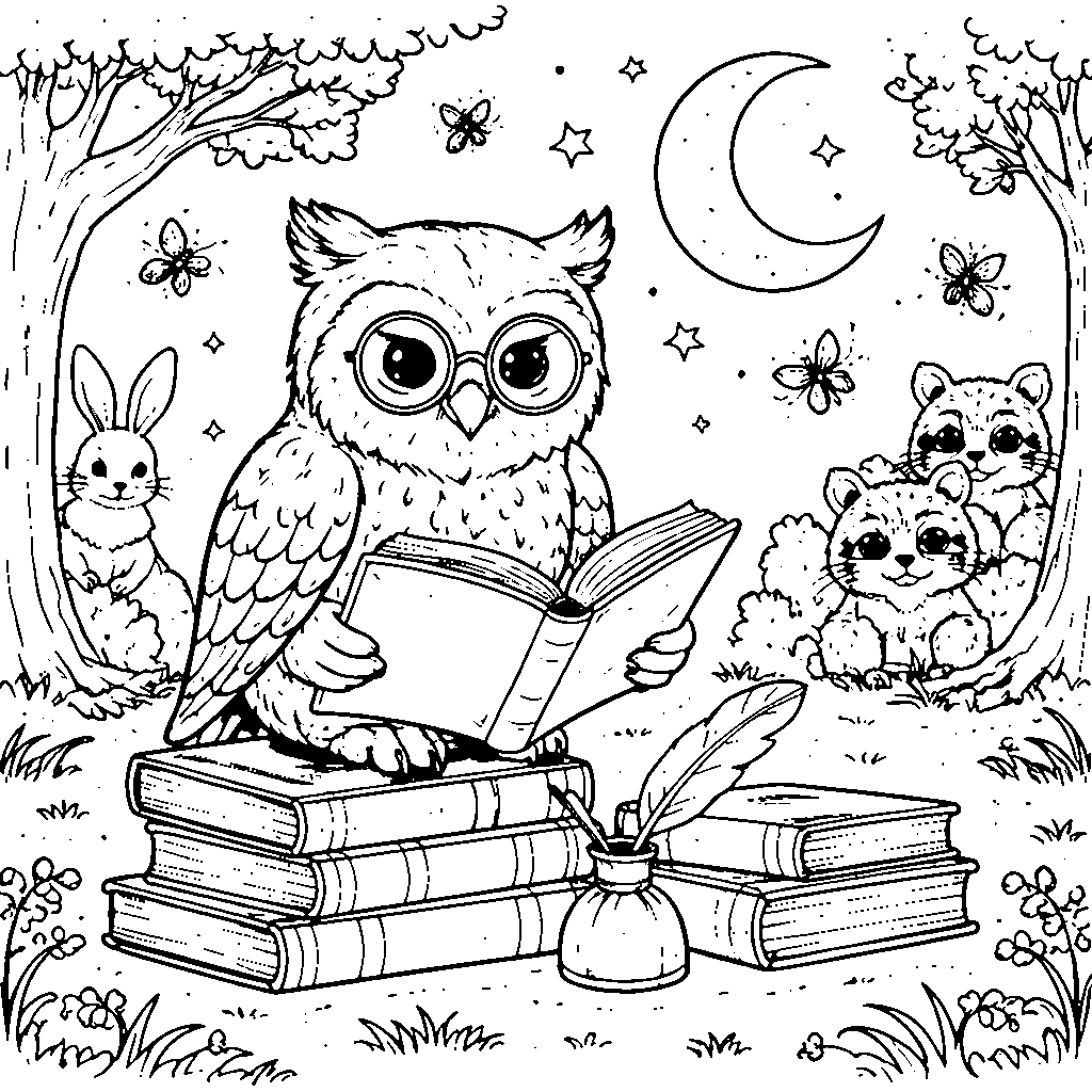 Uma Coruja Sábia – desenho para colorir e imprimir