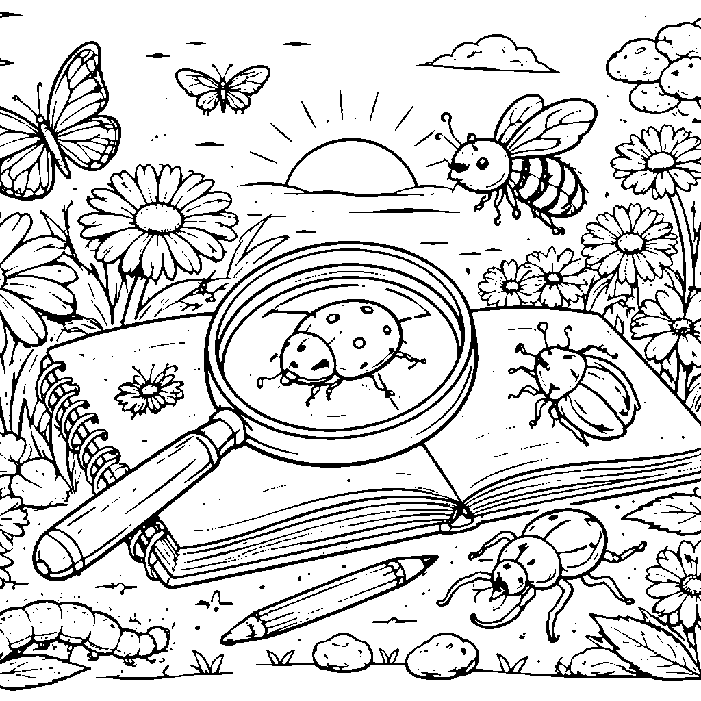 Detectivul Insectelor – desen de colorat de tipărit