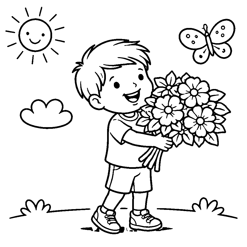 Flori pentru Mama – desen de colorat de tipărit