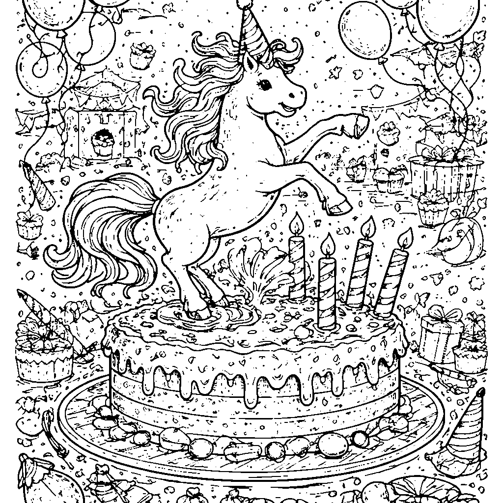 Unicornul Jucăuș - Pagina de Colorat Magică – desen de colorat de tipărit