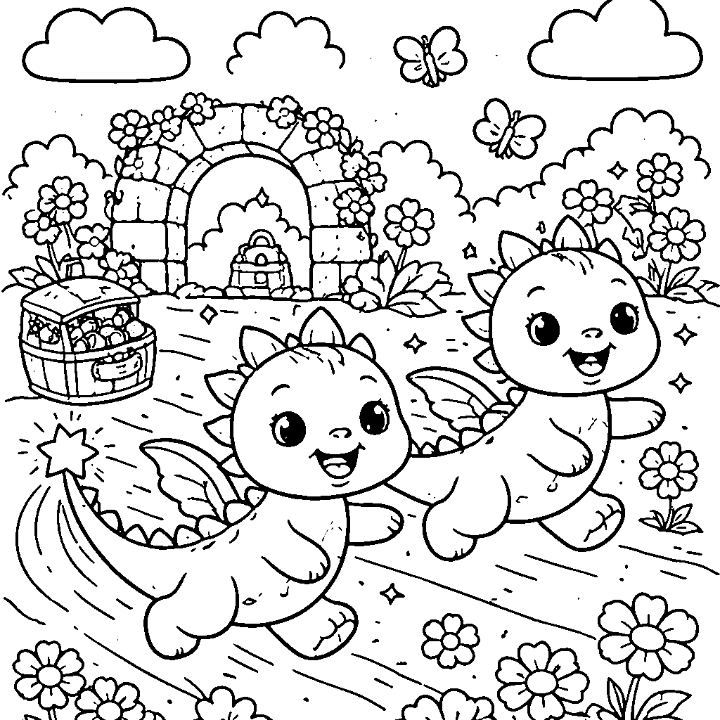 Två vänliga drakar