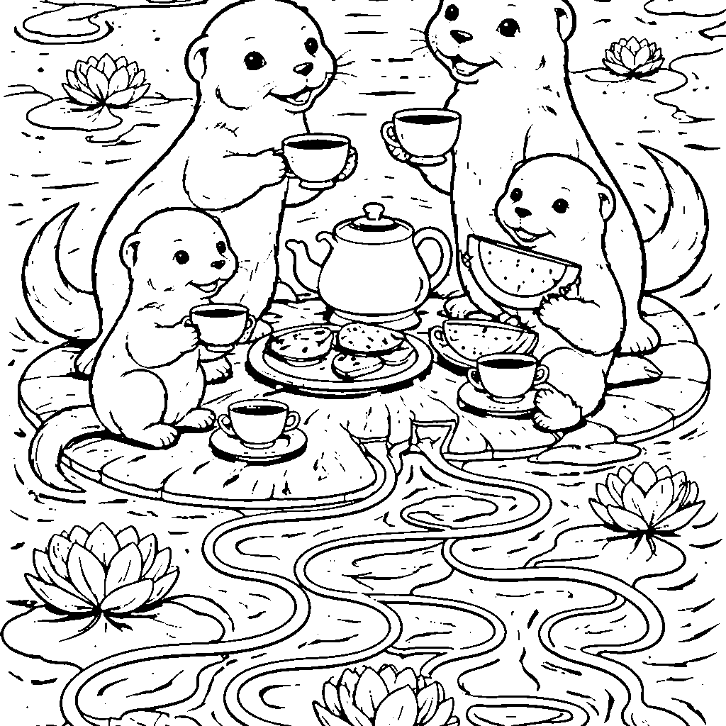 ครอบครัวนากที่น่ารัก – ภาพระบายสี พิมพ์